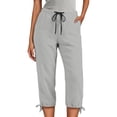 thumbnail image 5 of DuoJiaJ Womens Capri Pants, Elastic Waist with Pockets Loose Fit Casual Gray S, 5 of 7