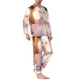 thumbnail image 2 of Naloa Cartoon Guinea Pig Men’s Pajamas Set - Long Sleeve Button Down Sleep Shirt and Pajama Bottoms Sleepwear Set-Medium, 2 of 7