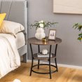 thumbnail image 4 of Costway 2 PCS 2-Tier Sofa Side End Table Round Nightstand with Sturdy Metal Frame Oak, 4 of 10