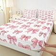 thumbnail image 3 of Feelyou Princess Pink Bowknot Bed Sheets for Kids, Cartoon Ribbon Ribbon King Sheets, Cute Bow-tie Theme Sheet Set, Ultra Soft Bedroom Decor, 4 Pieces, 3 of 7