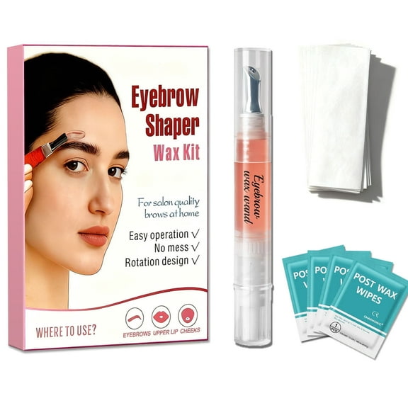 Charmonic Eyebrow Wax Pen Kit, Precision Sugar Wax Wand for Face & Upper Lip, At-Home Hair Removal for Women with 50 Strips & Wipes