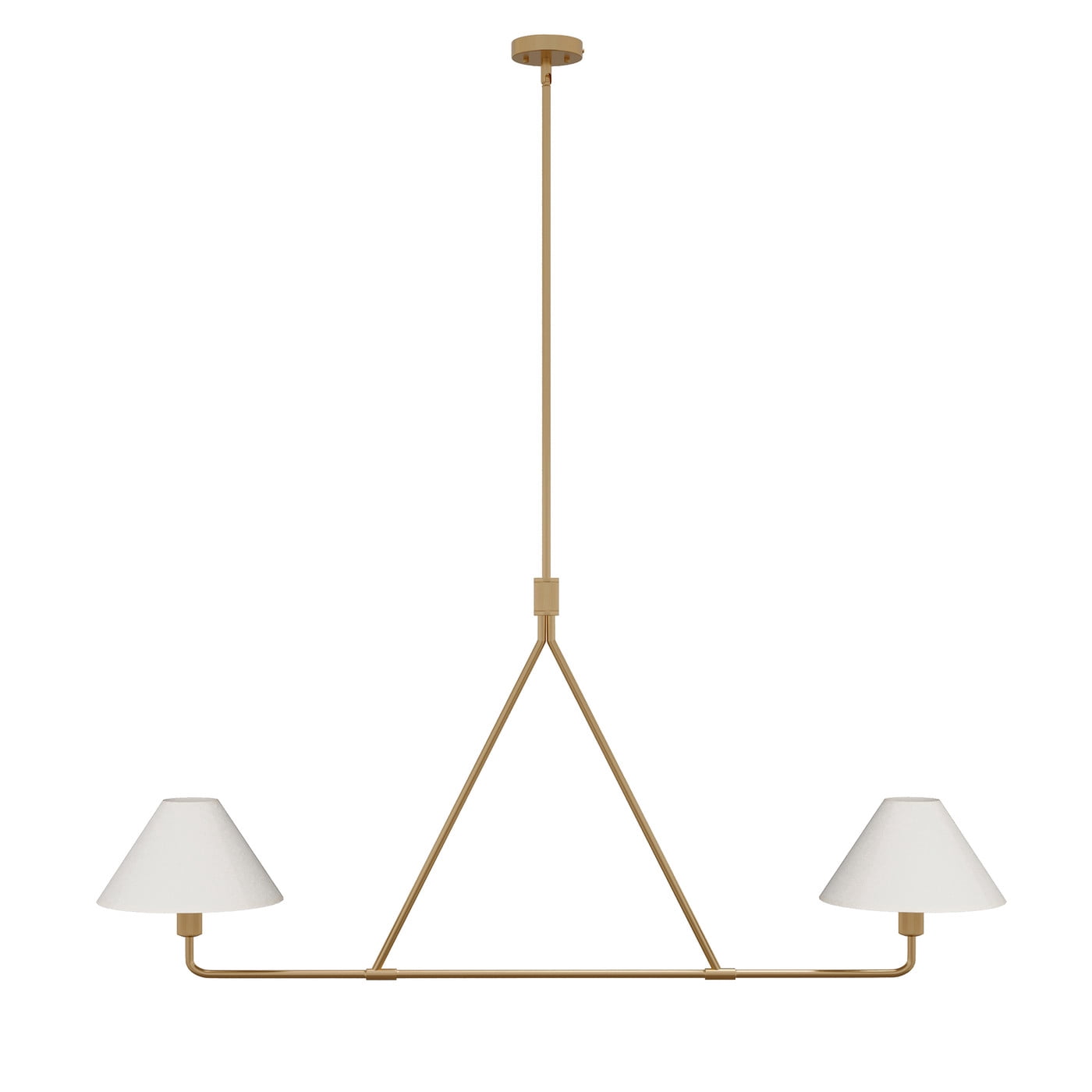 Aiwen Gold Pendant Light Modern Linear Chandelier 2-Light Kitchen Island Lighting Fixture with Fabric Shade