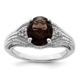 thumbnail image 6 of 925 Sterling Silver Rhodium-Plated Oval Smoky Quartz and Diamond Ring Size 7, 6 of 6