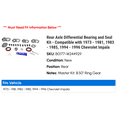 thumbnail image 2 of Rear Axle Differential Bearing and Seal Kit - Compatible with 1973 - 1981, 1983 - 1985, 1994 - 1996 Chevy Impala 1974 1975 1976 1977 1978 1979 1980 1984 1995, 2 of 2