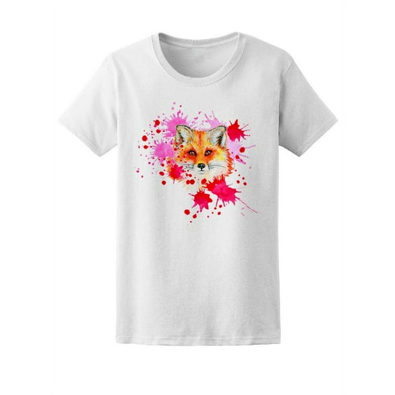 Beautiful Watercolor Fox Sketch T-Shirt Women -Image by Shutterstock, Female Large