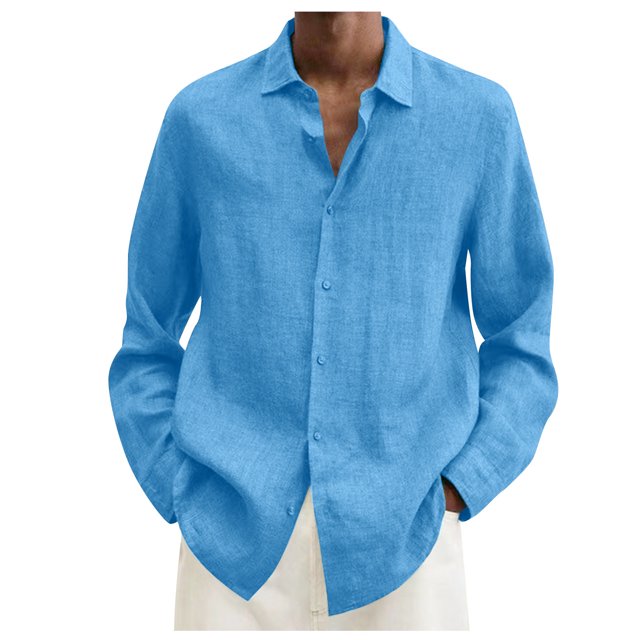 Designer Spring Summer Men's Casual Cotton Linen Solid Color Long Sleeve Shirts Loose Shirts 5XL
