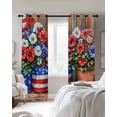 thumbnail image 4 of Red Blue Flower Blackout Curtains for Bedroom Living Room Darkening Curtains 63 Inches Long Retro Independence Day Flag Wood Grain Window Curtain 2 Panels Set Window Treatment Grommet Drapes 42"x63", 4 of 9