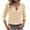 Beige #021, variant on Womens 3/4 Sleeve Shirts Spring 2026 Cut Out Tops Ribbed Knit Ring Keyhole Neck Casual Tees Dark Green 2XL