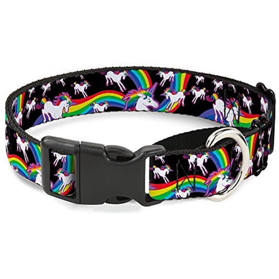 Buckle-Down Unicorns Rainbow Swirl Black Martingale Dog Collar