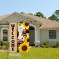thumbnail image 2 of AMHNF Welcome Cow and Sunflowers Linen Garden Flag for Spring Summer Home Outdoor Garden Yard Door Decor 12x18 inch, 2 of 5