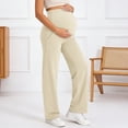 thumbnail image 2 of Gyujnb High Waist Full Belly Maternity Wide Leg Pants Stretch Fabric Side Pockets Loose Fit Casual Everyday Pregnancy Trousers,S, 2 of 4