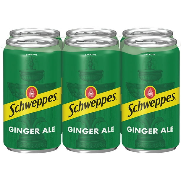 Schweppes Ginger Ale Soda, 7.5 fl oz Mini cans, 6 pack