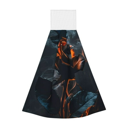 

Horeoi Blue and Red Roses Artwork Print Coral Fleece Microfiber Hanging Hand Towel Absorbent Hand Towel Quick Dry Thicken Cleaning Cloths Wipes Rags for Kitchen & Bathroom
