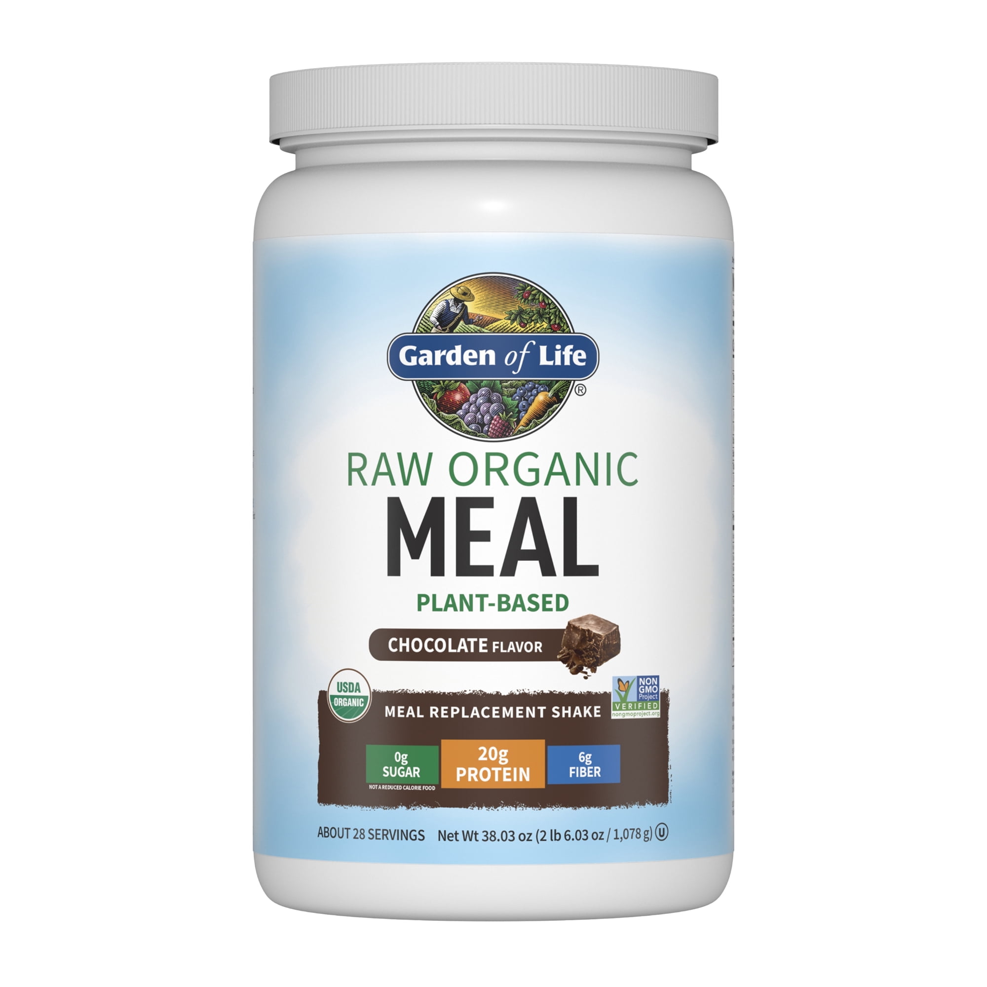 Garden of Life Raw Organic Meal Plant-Based Protein Powder, Chocolate, 28 Servings