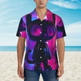 thumbnail image 4 of Lsque Neon Toy Cat Reflections pattern Hawaiian Shirt for Men, Unisex Summer Beach Casual Short Sleeve Button Down Shirts-Small, 4 of 9