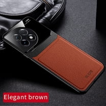 Mantto for Oneplus 11 Case Hybrid Stylish Classic Shell Back Luxury Premium Leather Shockproof Glass Glossy Protection Soft TPU Bumper Case For Oneplus 11 5G (6.7 inches 2023)-Brown