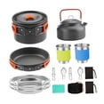 thumbnail image 1 of Ethern Camping Cookware Kit Camping Cooking Set Cups Plates Forks Pot Frying Pan Kettle orange, 1 of 9