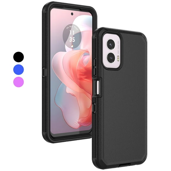 Hisdou For Motorola Moto G Power 5G 2024 Phone Case,3-Layer Heavy Duty Cover Military Grade Hybrid Hard PC & Soft Silicone Shockproof Drop Protection Skin For Motorola Moto G Power 2024 6.7"-Black
