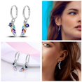 thumbnail image 4 of Hoop Earrings For Women Silver Plated Sparkling Pave CZ U Shape Star Moon Feather Luxury Fine Engagement Wedding Earring, 4 of 4