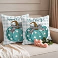 thumbnail image 2 of Fall Pumpkins Outdoor Waterproof Pillow Covers, Thanksgiving Autumn Blue Checkered Plaid Decorative Square Throw Pillowcase Sofa Cushion Sham for Patio/Couch/Chair, 24"x24" 2 Pack, 2 of 8