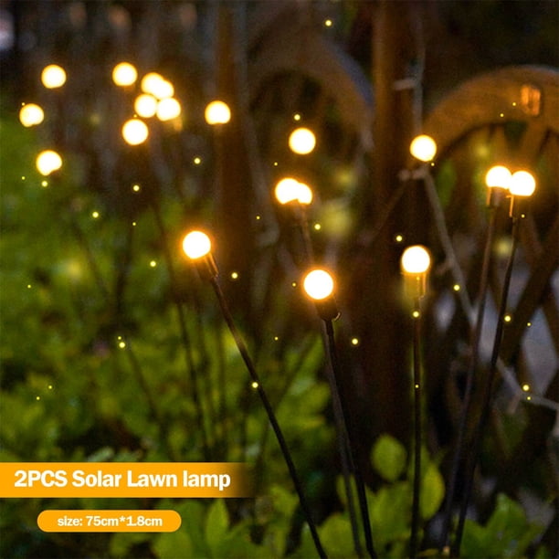 LYD 2 luces de luciérnaga con energía solar para exteriores, insectos con luces de cadena de luciérnagas parpadeantes para jardín, patio, césped, trae recuerdos de tu infancia. LYD Luces de luciérnaga con energía solar