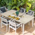 thumbnail image 2 of Yellow Sunflower Table Cloths for 4 Foot Rectangle Tables, Gnomes Elegant Pastoral Vintage Art Rustic Patio Waterproof Elastic Fitted Tablecloths, Washable Rectangular Table Cover for Camping, 2 of 8