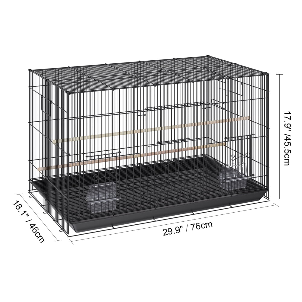 30" Rolling Metal Bird Cage for Parakeets, Cockatiels & Small Parrots