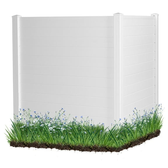 LYYHTY 2-Pack Outdoor PVC Privacy Fence Panels with 3 Ground Stakes, 49"x48.5" White Picket Garden Screen for Yard, Trash Enclosure, AC Cover, Patio Divider, Waterproof Decorative Panels