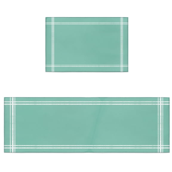 Kitchen Rugs and Mats 2 Pieces Mint Green Turquoise Runner Rug Sets Solid Teal Color Soft Comfort Standing Kitchen Mats for Floor Absorbent Area Rugs Carpet Non Slip Cushioned Doormat