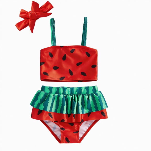 Ymyiu Surf Girls Swimsuit Kids Swimsuits Girls Baby Girl Swimsuit Two Piece Straps Beach Girls 2T 3T (Red,2-3 Years)