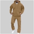 thumbnail image 2 of successthop Fleece Tracksuit for Men Plus Long Sleeve Hooded Solid Sweatshirt and Cargo Elastic Sweatpant with Pockets, 2 of 7