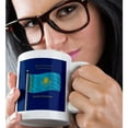 thumbnail image 2 of 3dRose, The flag of Kazakhstan on blue background with Republic of Kazakhstan in English, Russian and Kazakh, 15oz Mug, 2 of 7
