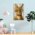 thumbnail image 3 of Framed Bunny Pictures Wall Art Vintage Rabbit Floral Crown Canvas Painting Easter Cute Animal Poster 2,Ready To Hang Poster, 3 of 5