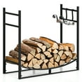 thumbnail image 1 of Gymax 33'' Firewood Rack W/ Removable Kindling Holder Steel Fireplace Wood, 1 of 10