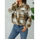 thumbnail image 3 of Chaqueta corta para mujer, de pana, franela a cuadros, manga larga, con botones, para otoño e invierno., 3 of 7