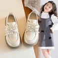 thumbnail image 2 of Viluyesy Spring Summer Girls Leather Mary Jane Shoes – Bow Accent, Lace Trim Princess Style Loafers with Soft Sole and Classic College-Inspired Design Beige Size 1, 2 of 10