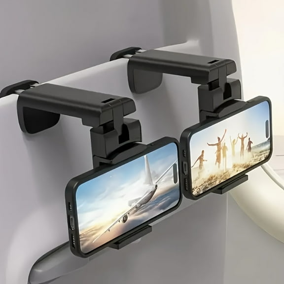 2-Piece Aircraft Phone Holder - 360 ° Rotating Durable ABS Travel Holder, Car and Tabletop Mount, Ideal Christmas Gift for Flying Lovers and Travel Accessories, Aircraft Travel Entertainment