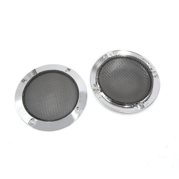 Unique Bargains 2Pcs 4.9 Inch Chrome Plating Car Audio Woofer Subwoofer Mesh Cover Protector
