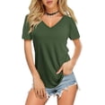 thumbnail image 1 of Womens V Neck Long/Short Sleeve T Shirts Basic Tee Tops, 1 of 3