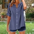 thumbnail image 4 of Women's Striped Shirts Summer Fashion V Neck Short Sleeve Blouses Casual Comfort Loose Fit Tops Beach Tees, 4 of 4