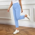 thumbnail image 6 of Maplenight Womens Cropped Yoga Pants with Pockets Elastic High Waisted Workout Pants Side Slit Casual Athletic Running Leggings, 6 of 6