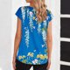 thumbnail image 2 of Blusas para las Mujeres Casual Impreso Cuello en V Manga Corta Suéter Top para Todas las Estaciones de Uso Diario, 2 of 6