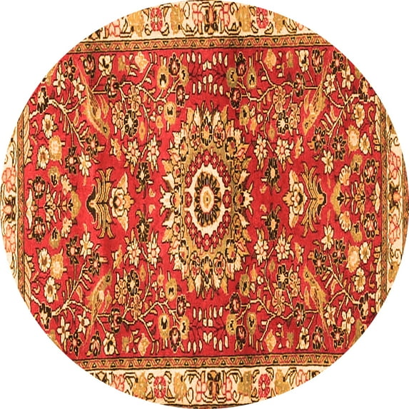Ahgly Company Indoor Round Medallion Orange Traditional Area Rugs, 6' Round