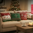 thumbnail image 2 of JEEXI Christmas Pillow Covers 18x18 Inch, Set of 4, Festive Throw Pillowcases Classic Designs, Holiday Home Decor for Couch, Sofa, Living Room, Xmas Gifts, 2 of 8