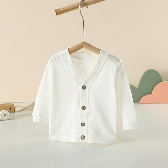 Bnwani Long Sleeve Toddler T Shirt Cotton White V- Neck Solid Tops 0-6 Months
