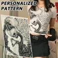 thumbnail image 5 of Women clothing arcane Retro stitch Skull Print Short-sleeved T-shirt Female Subculture Y2k Slim Lace-up Top Gothic Shoulder Tees, 5 of 9