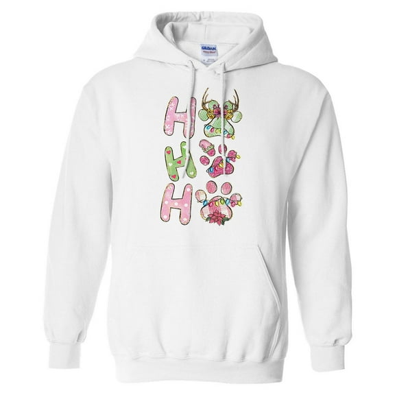 Puppy Ho Ho Ho Hoodie Sweatshirt Unisex Large White