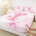 thumbnail image 4 of Erosebridal Pink Initial Letter T Kids Bed Sheets,Geometric Checkered Cute Bowtie King Sheets For Girls 4 Pieces, 4 of 6