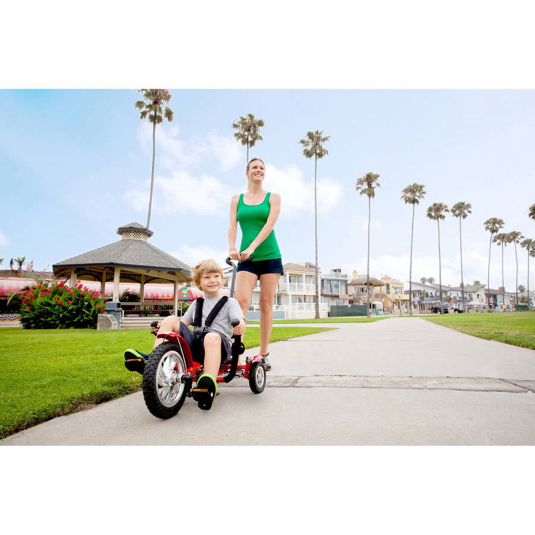 Mobo Mega Mini: The Roll-to-Ride 3-Wheeled Cruiser Tricycle, Push & Pedal Ride On Toy, Red - image 4 of 6