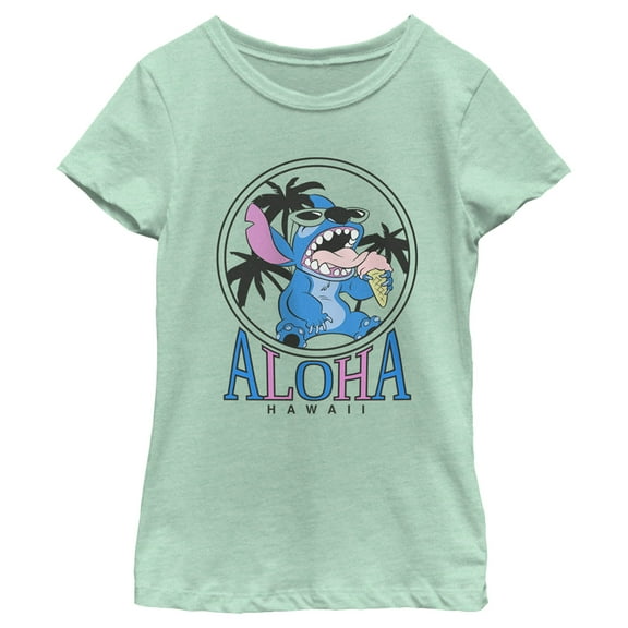 Girl's Lilo & Stitch Aloha Ice Cream Graphic Tee Mint X Small